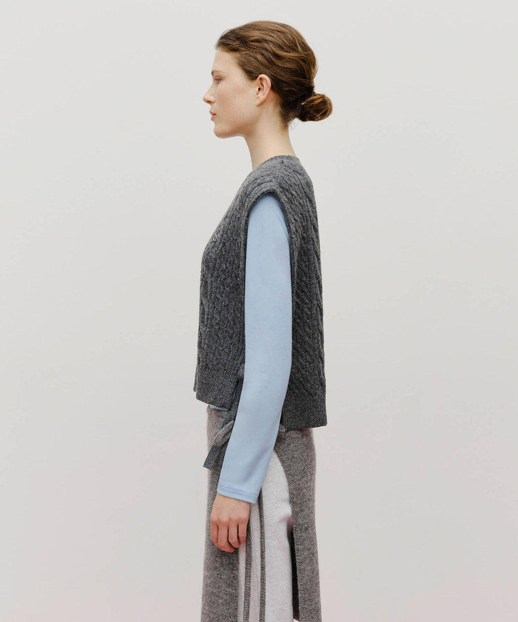 Marithe & Francois Girbaud - Side Ribbon Knit Vest (Charcoal) product image 2 | TRAB K-Fashion Australia