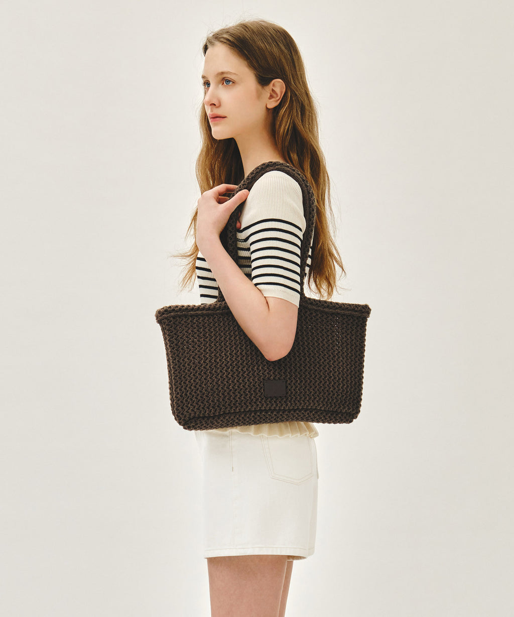 Marithe & Francois Girbaud - Classic Logo Net Shoulder Bag (Dark Brown) product image 5 | TRAB K-Fashion Australia