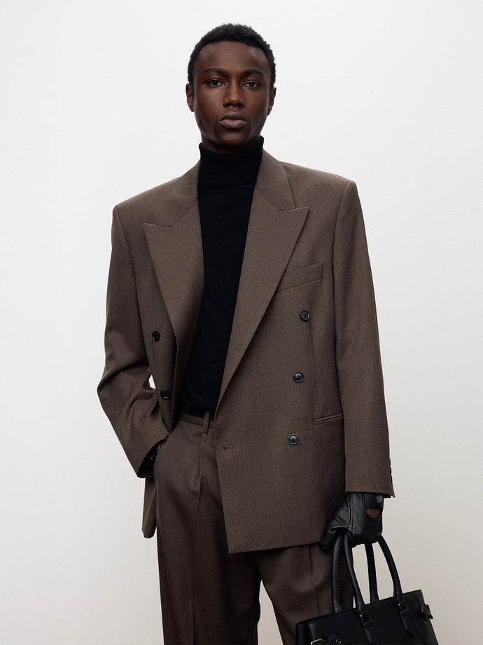 Tonywack - Melange Wool Double-Breasted Tailored Jacket (Hazelnut) product image 6 | TRAB K-Fashion Australia