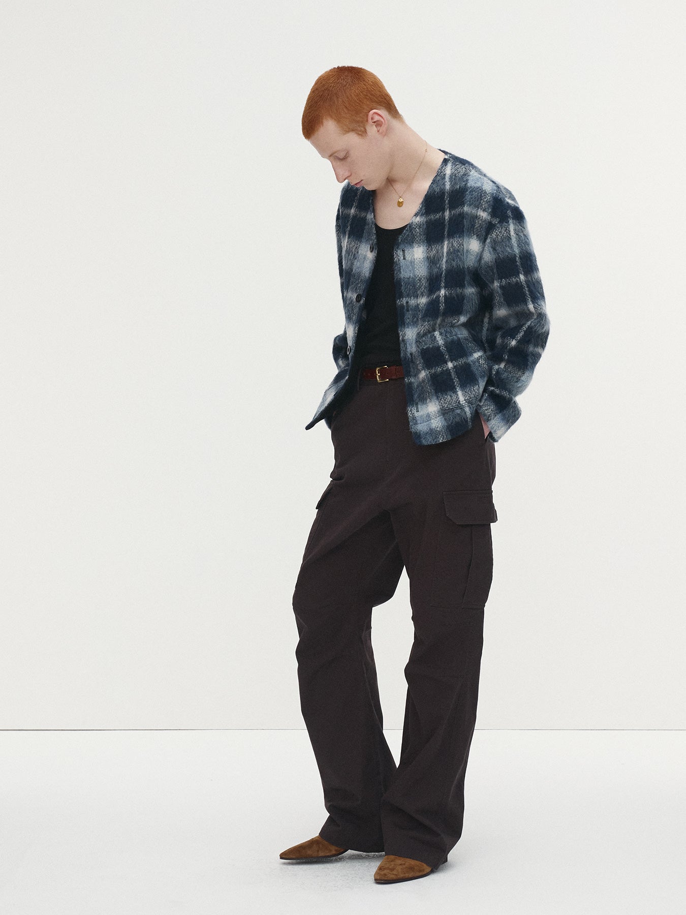 Tonywack - Checked Wool Mohair Blouson Italian Fabric (Blue) product image 1 | TRAB K-Fashion Australia