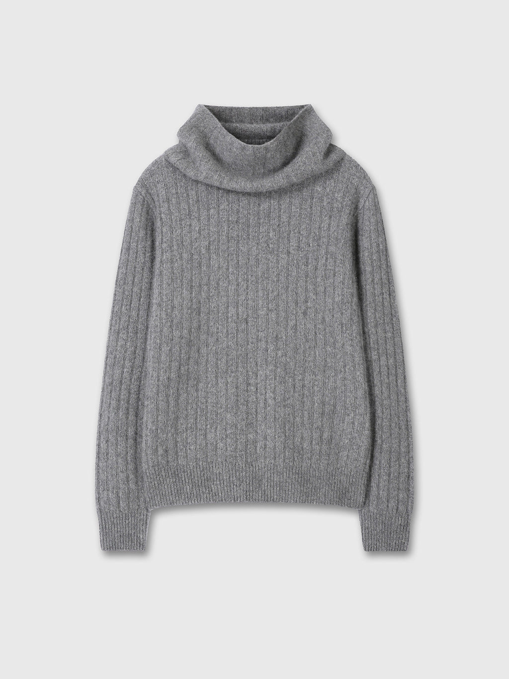 Tonywack - Superfine Merino Wool Tube Scarf Attaced Ribbed Sweater (Melange Grey) product image 11 | TRAB K-Fashion Australia