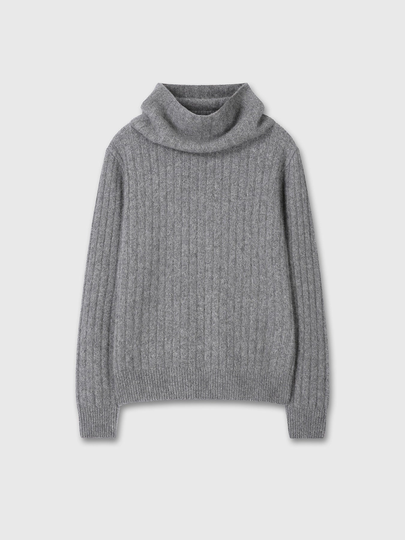 Tonywack - Superfine Merino Wool Tube Scarf Attaced Ribbed Sweater (Melange Grey) product image 11 | TRAB K-Fashion Australia