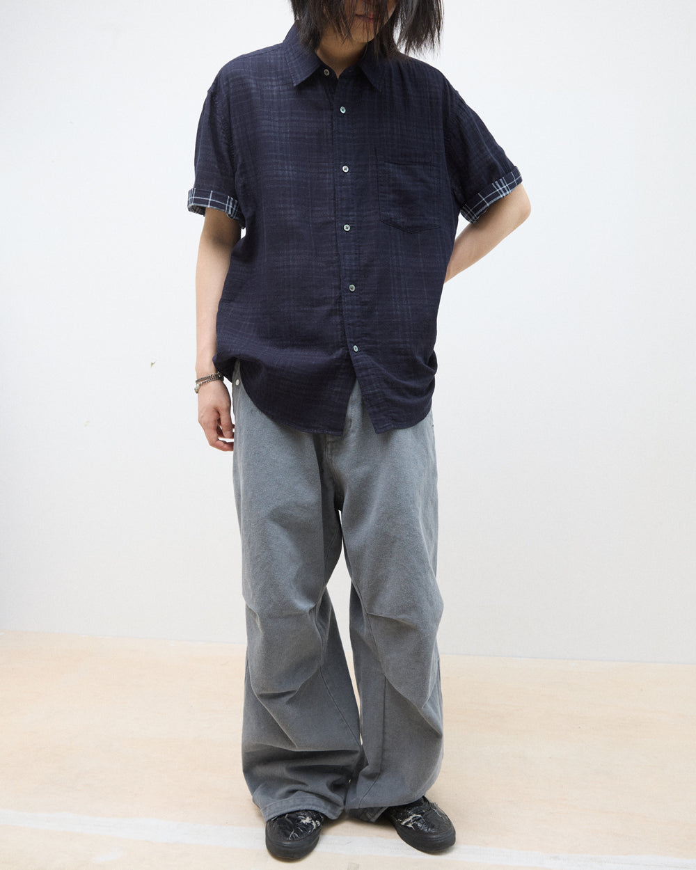 Hatchingroom - Shadow Check Shirt (Dark Navy) product image 12 | TRAB K-Fashion Australia