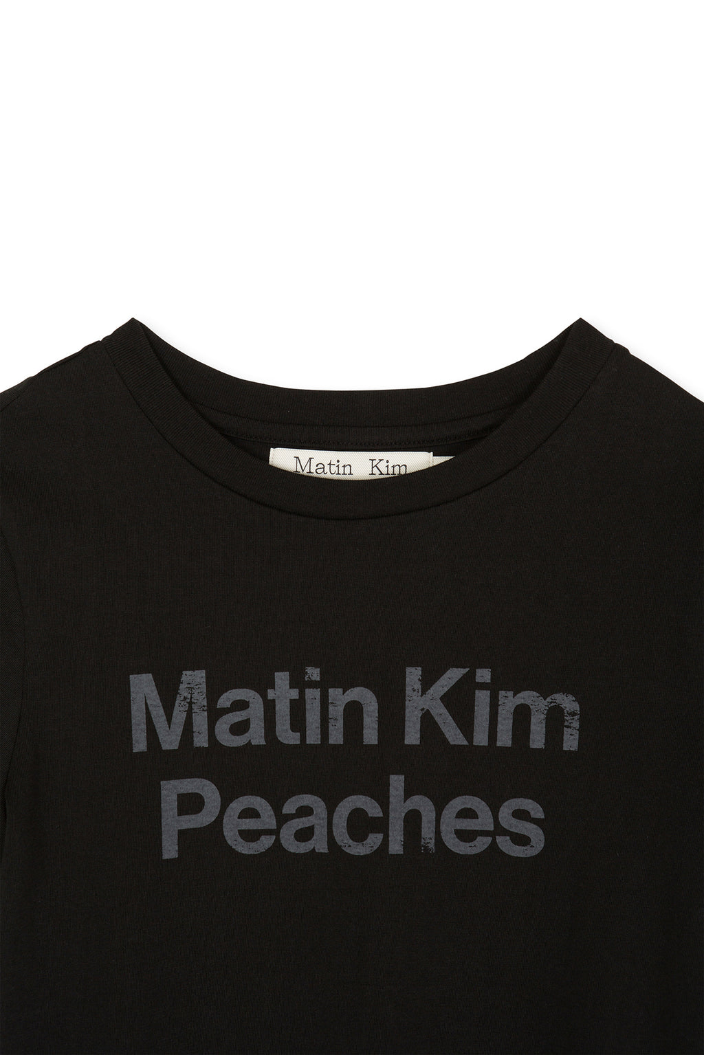 Matin Kim - Peaches Logo Graphic Crop Top (Black) product image 4 | TRAB K-Fashion Australia