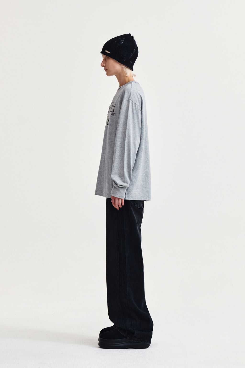 Matin Kim - Patch Graphic Long Sleeve Top (Grey) product image 6 | TRAB K-Fashion Australia