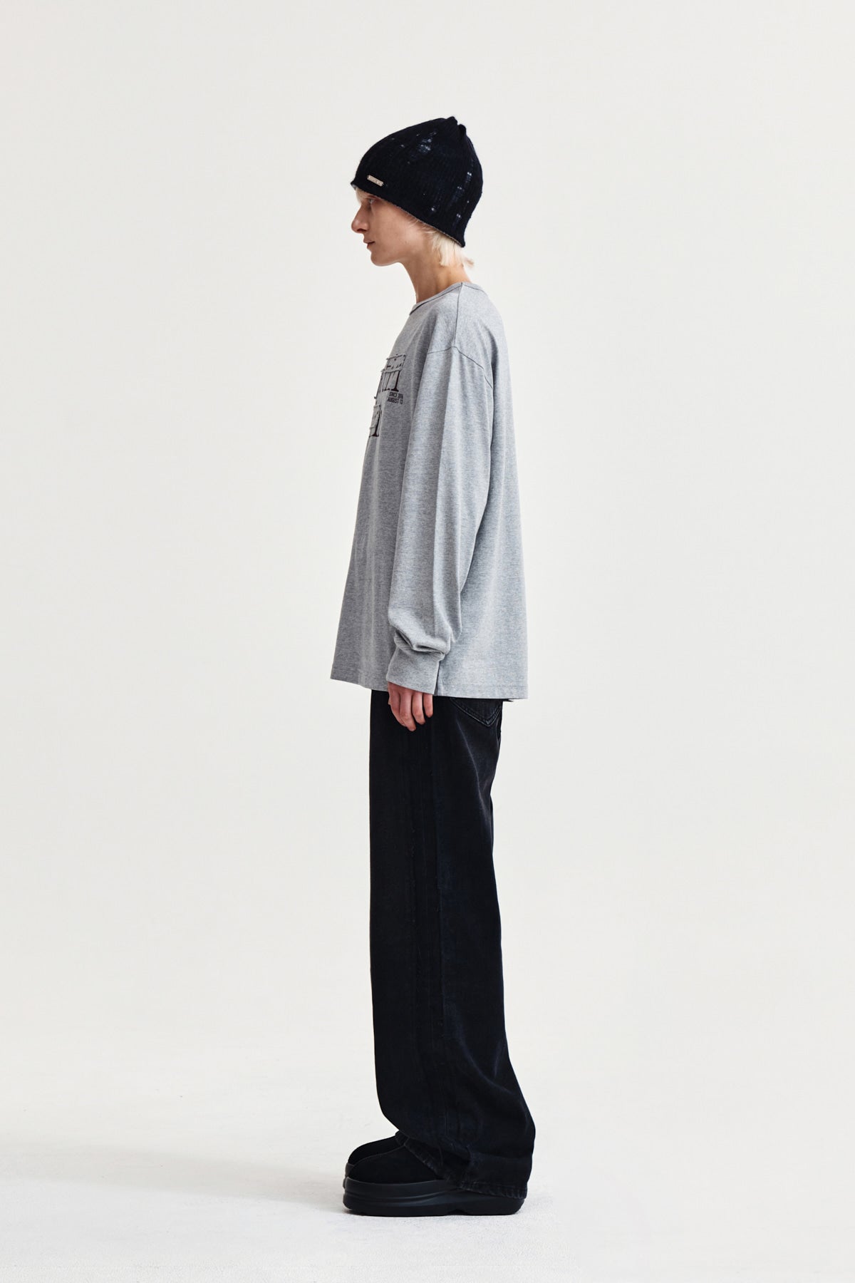 Matin Kim - Patch Graphic Long Sleeve Top (Grey) product image 6 | TRAB K-Fashion Australia