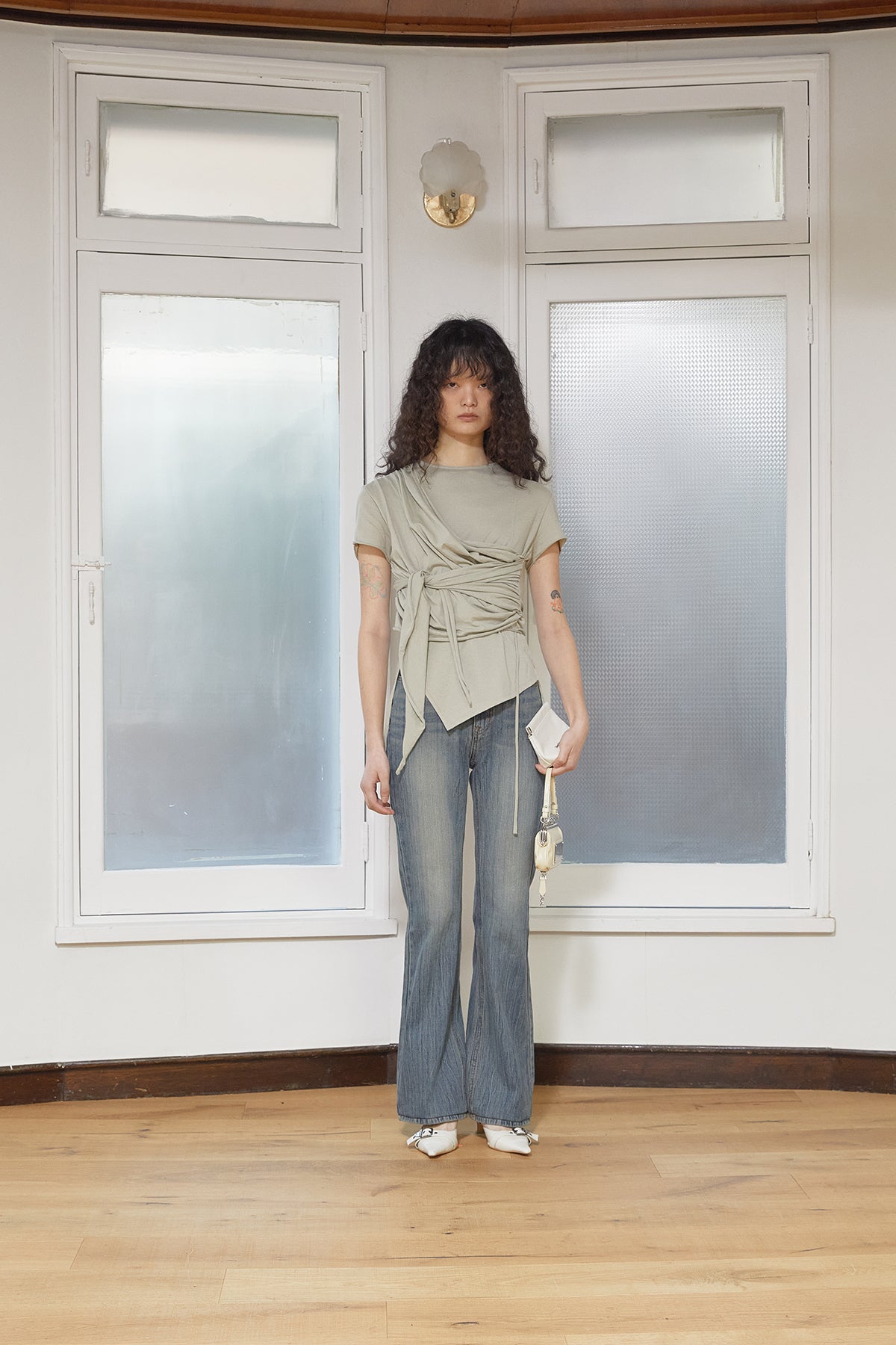 Matin Kim - Washed Stripe Boots Cut Denim Pants (Blue) product image 12 | TRAB K-Fashion Australia