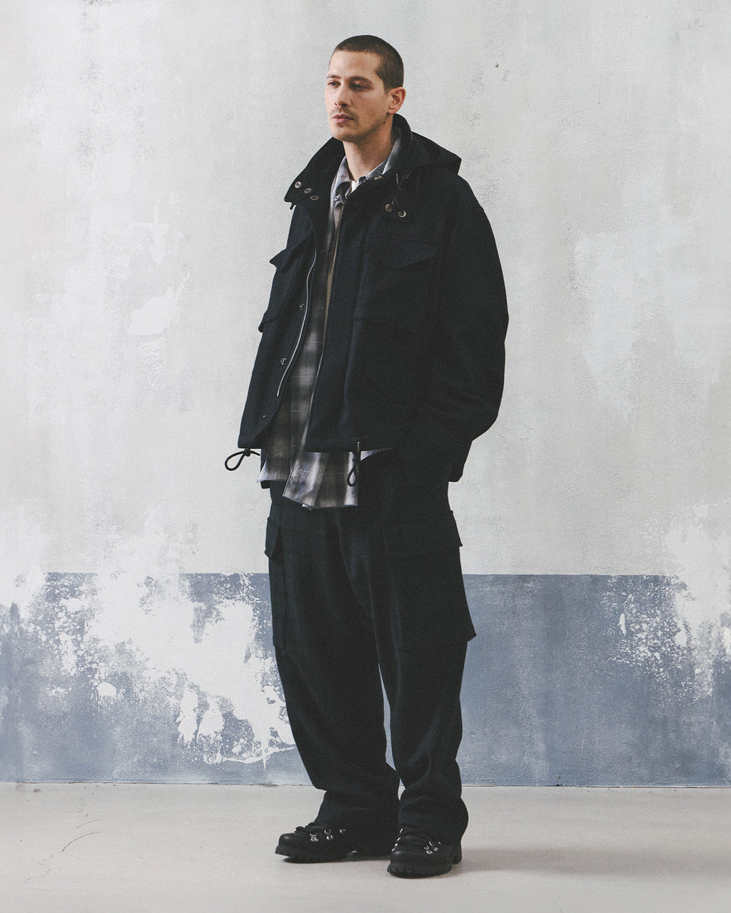Eastlogue - Pattern Scarf (L.grey & Blue Check) product image 5 | TRAB K-Fashion Australia