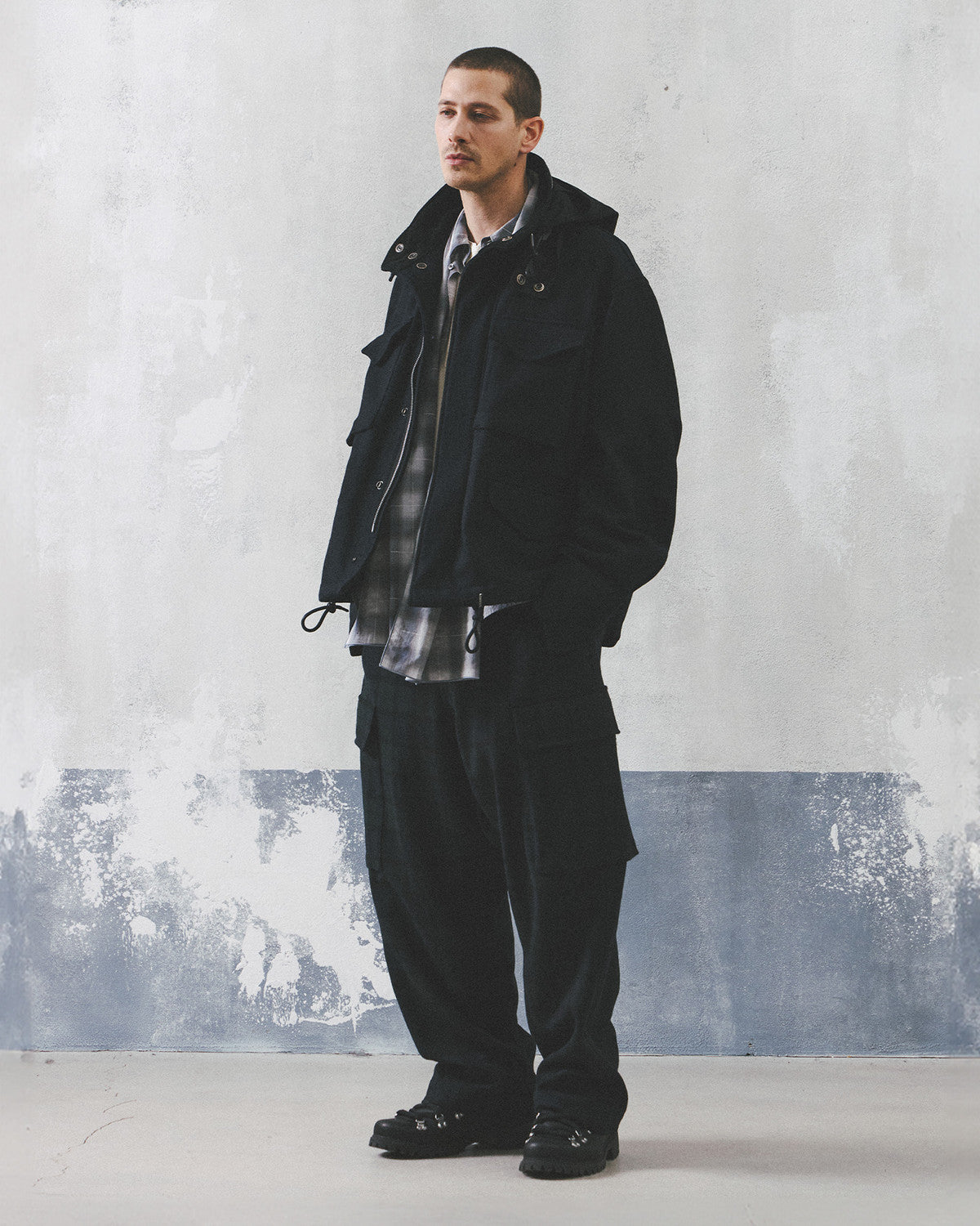 Eastlogue - Pattern Scarf (L.grey & Blue Check) product image 5 | TRAB K-Fashion Australia