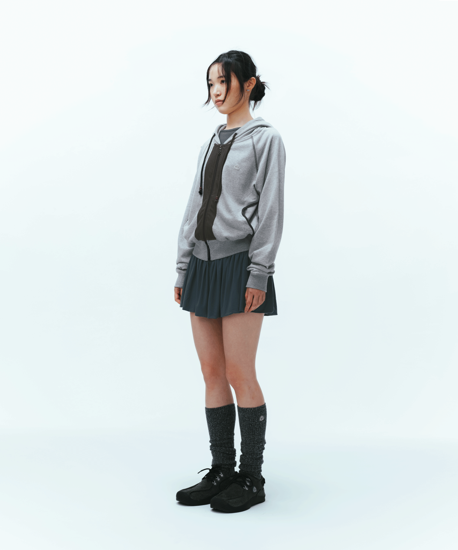 Coyseio - Puckering Hood Zip-Up (Grey) product image 3 | TRAB K-Fashion Australia