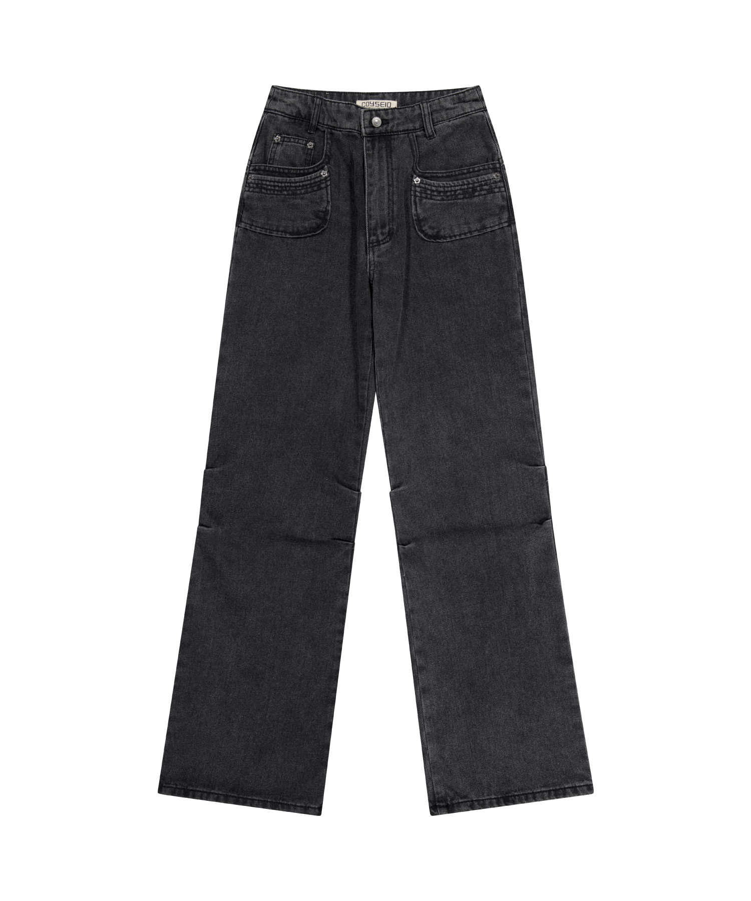 Coyseio - Flower Snap Denim Pants (Black) product image 7 | TRAB K-Fashion Australia
