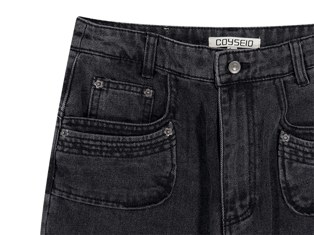 Coyseio - Flower Snap Denim Pants (Black) product image 9 | TRAB K-Fashion Australia