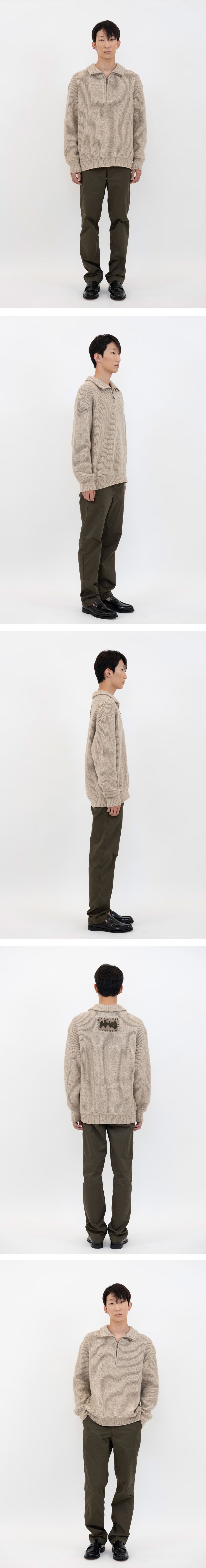 Ioedle - Building Forest Wool Blend Half Zip-Up Knit Pullover (Khaki) product image 11 | TRAB K-Fashion Australia