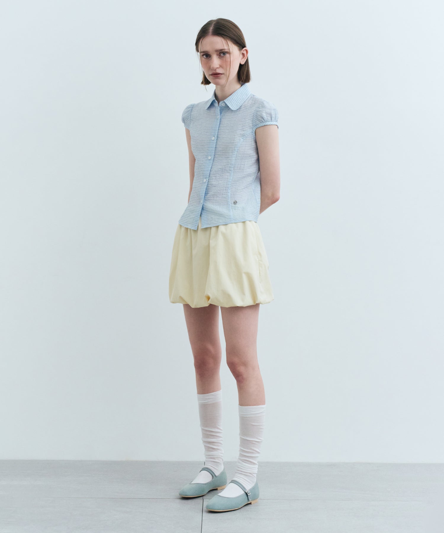 Marithe & Francois Girbaud - Circle Logo Cap Sleeve Shirt (Blue) product image 4 | TRAB K-Fashion Australia