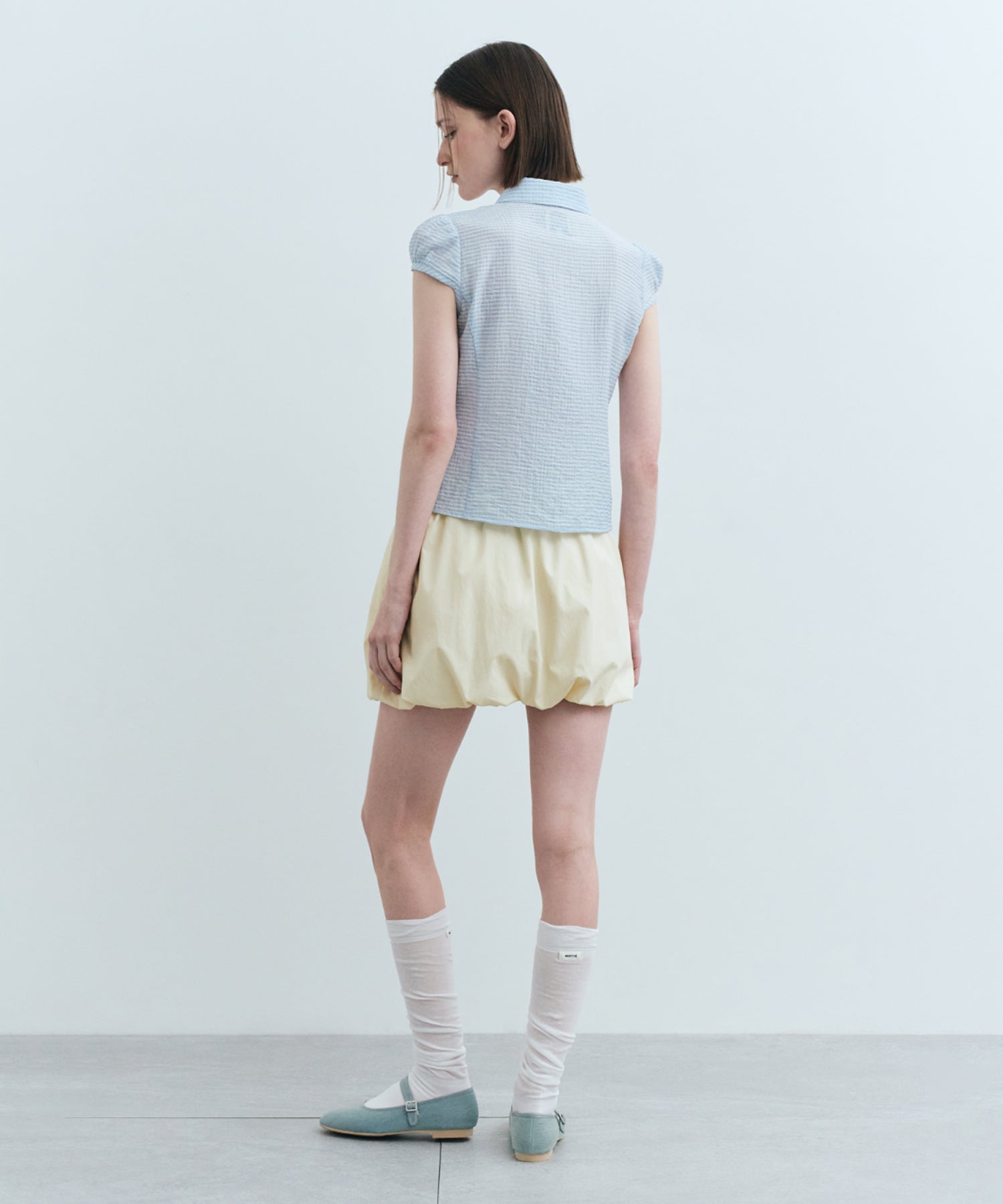 Marithe & Francois Girbaud - Circle Logo Cap Sleeve Shirt (Blue) product image 5 | TRAB K-Fashion Australia
