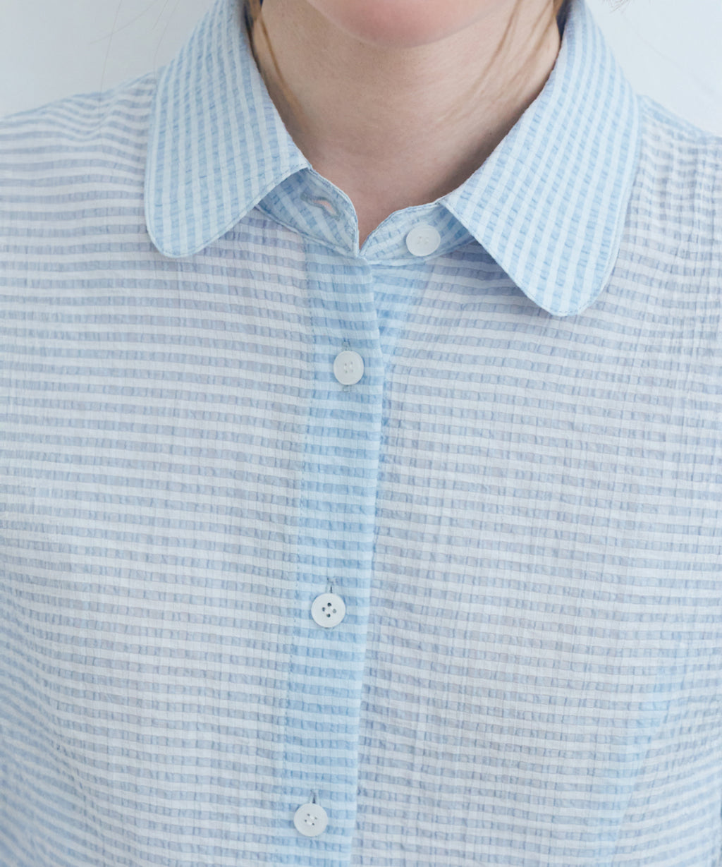 Marithe & Francois Girbaud - Circle Logo Cap Sleeve Shirt (Blue) product image 3 | TRAB K-Fashion Australia