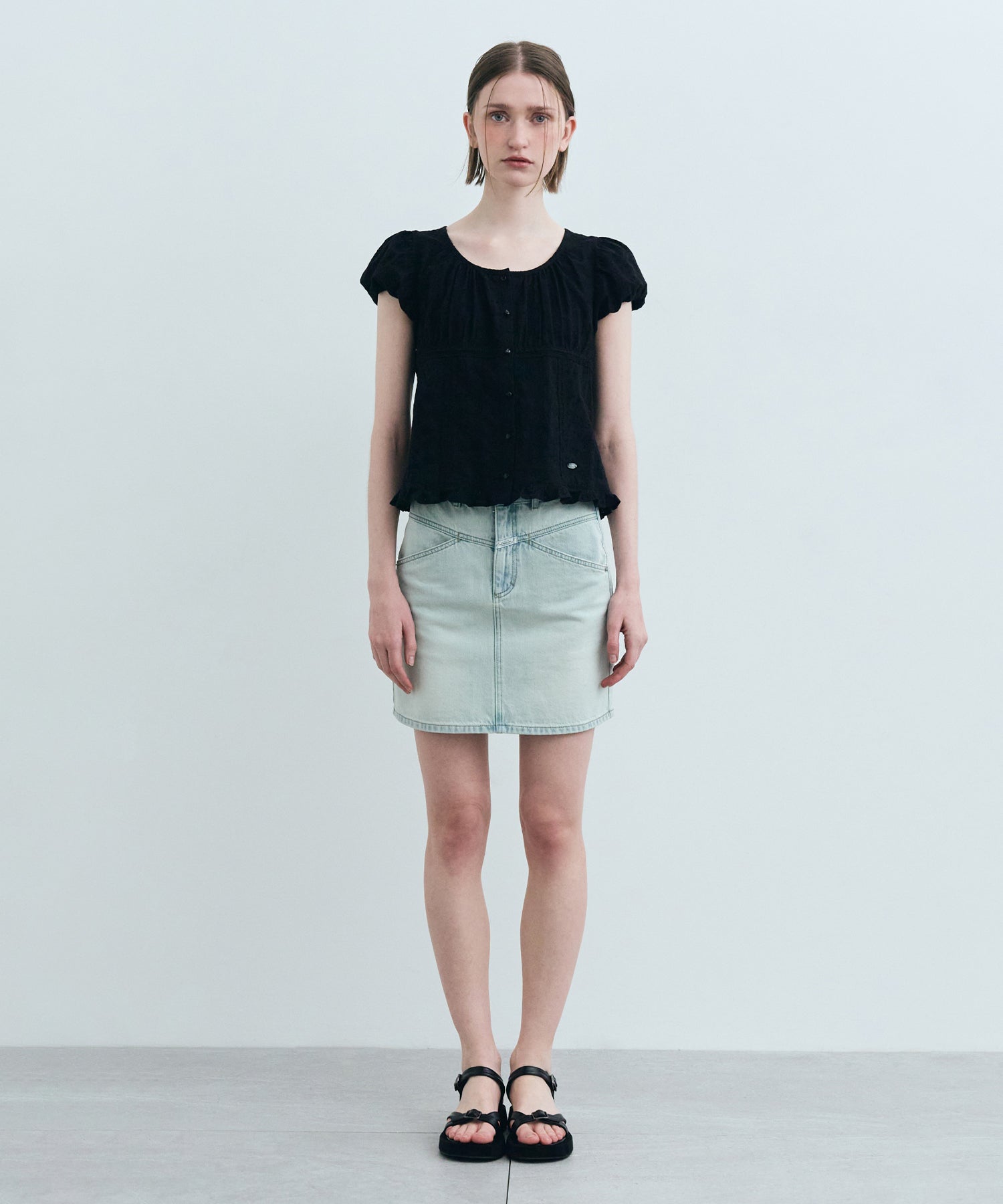 Marithe & Francois Girbaud - Puff Sleeve Lace Shirt (Black) product image 4 | TRAB K-Fashion Australia