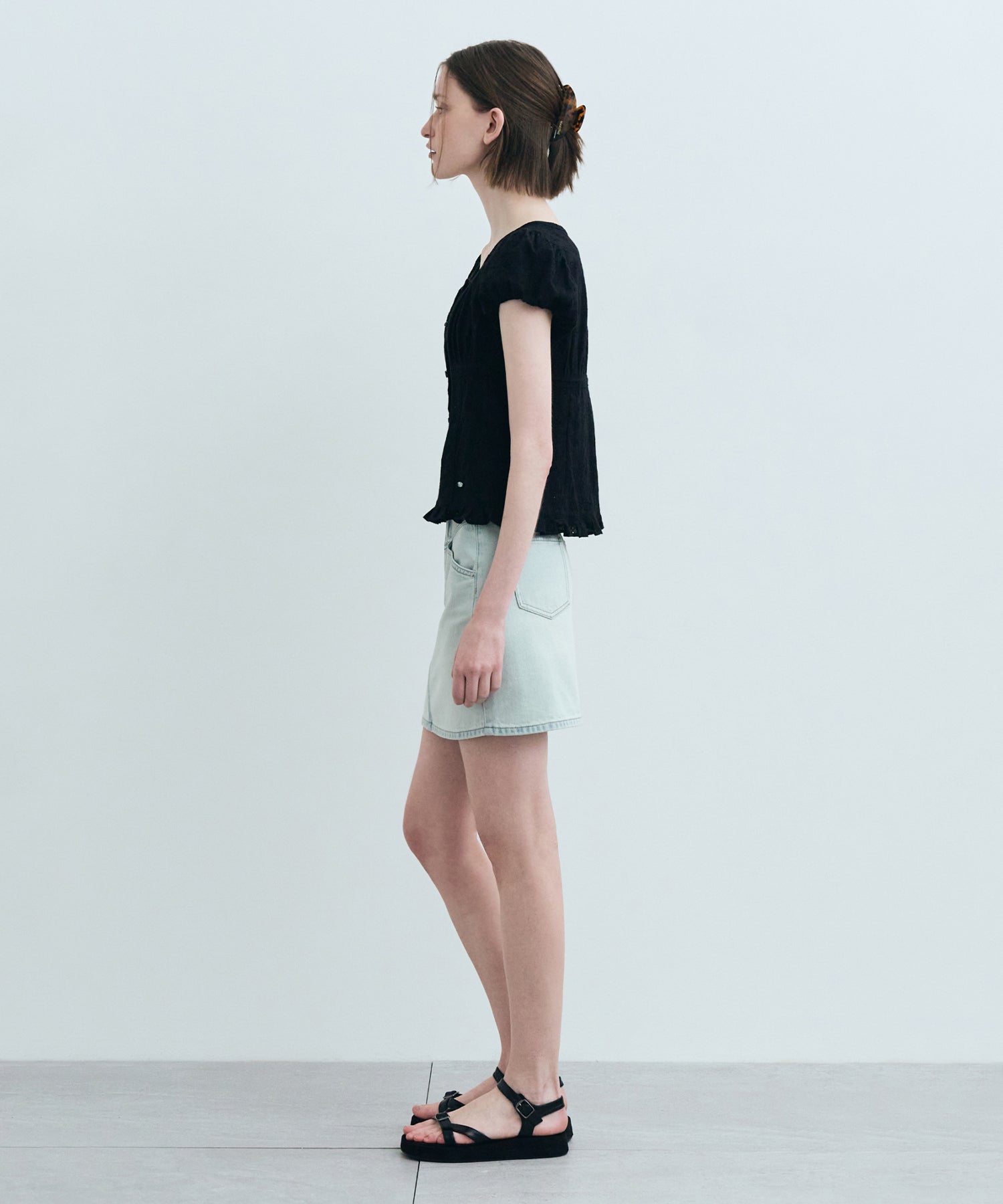 Marithe & Francois Girbaud - Puff Sleeve Lace Shirt (Black) product image 5 | TRAB K-Fashion Australia