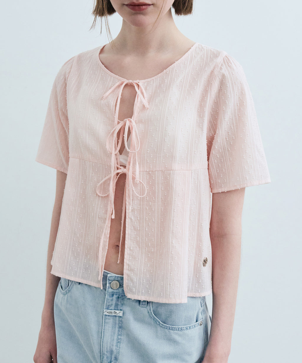 Marithe & Francois Girbaud - Round Neck Ribbon Shirt (Pink) product image 3 | TRAB K-Fashion Australia
