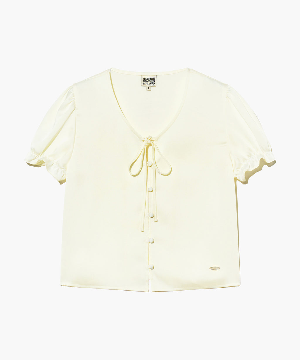 Marithe & Francois Girbaud - Half Sleeve Satin Blouse (Ivory) product image 7 | TRAB K-Fashion Australia