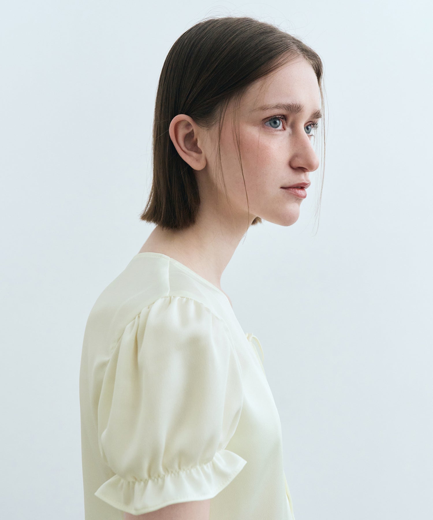 Marithe & Francois Girbaud - Half Sleeve Satin Blouse (Ivory) product image 2 | TRAB K-Fashion Australia