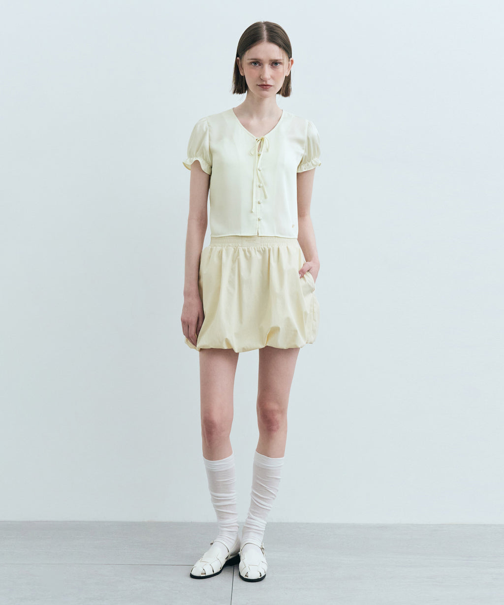Marithe & Francois Girbaud - Half Sleeve Satin Blouse (Ivory) product image 4 | TRAB K-Fashion Australia