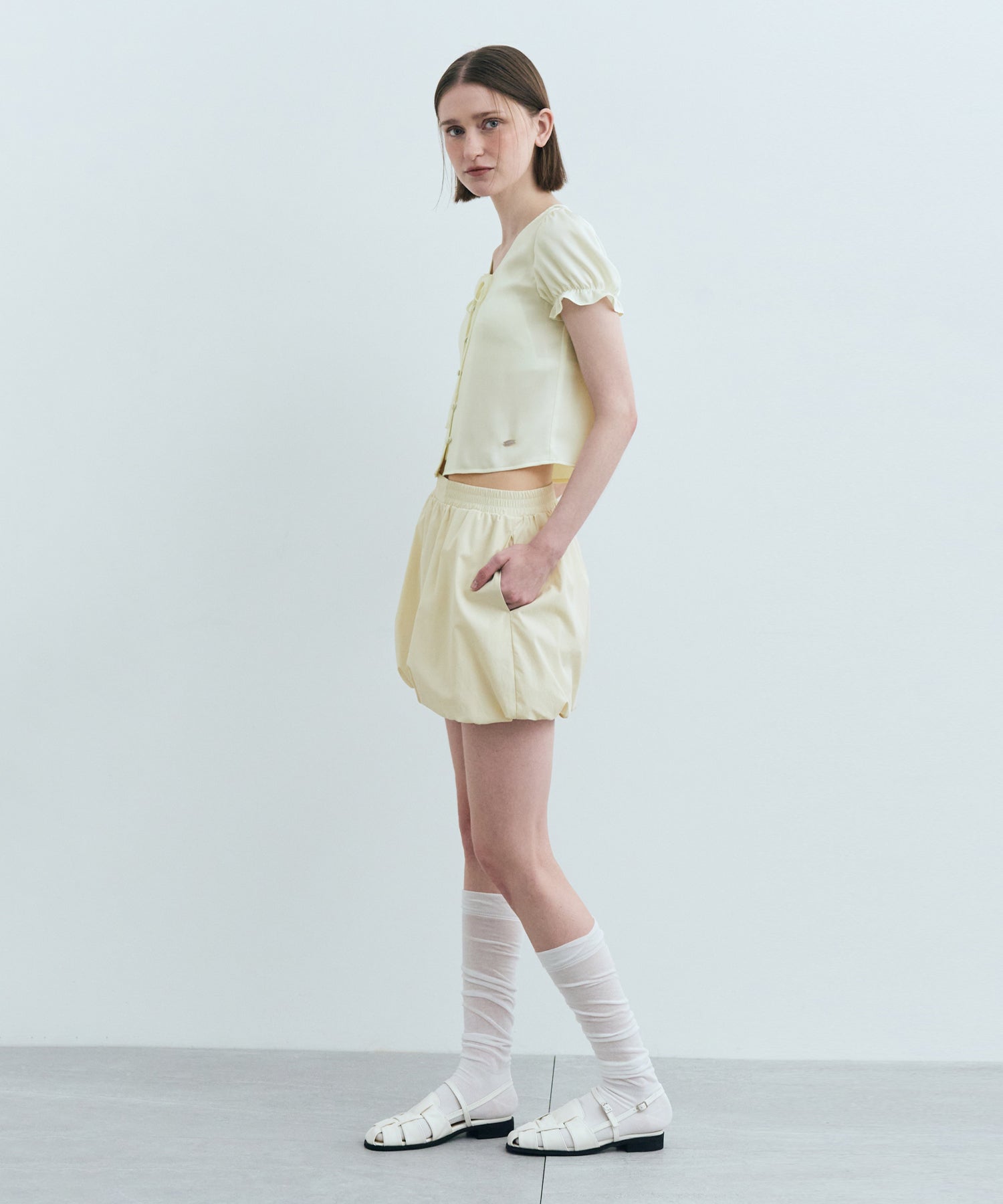Marithe & Francois Girbaud - Half Sleeve Satin Blouse (Ivory) product image 5 | TRAB K-Fashion Australia