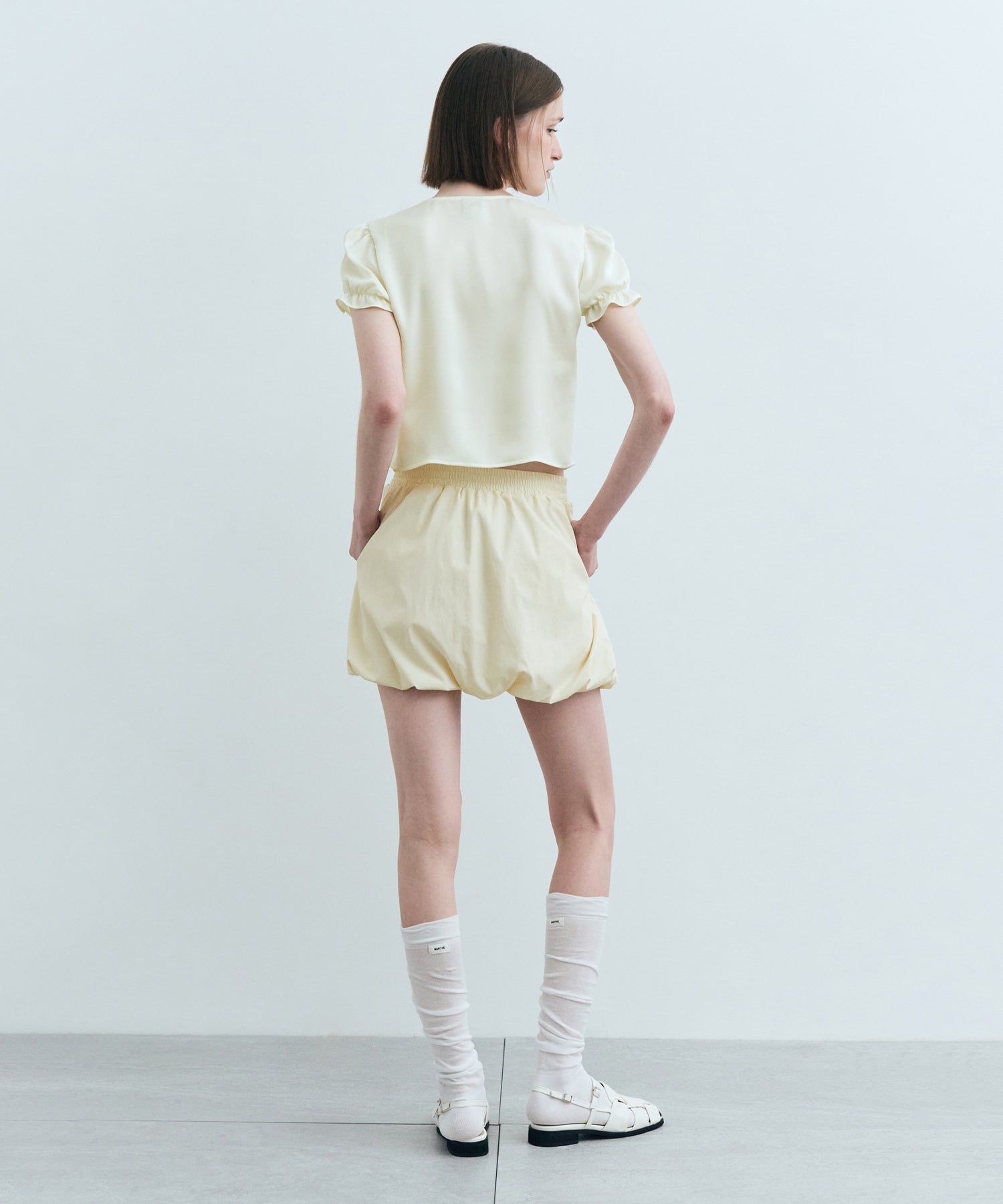 Marithe & Francois Girbaud - Half Sleeve Satin Blouse (Ivory) product image 6 | TRAB K-Fashion Australia