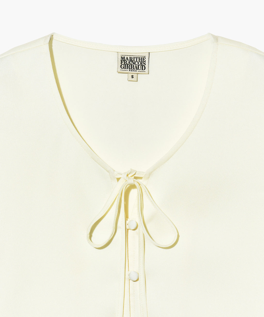 Marithe & Francois Girbaud - Half Sleeve Satin Blouse (Ivory) product image 9 | TRAB K-Fashion Australia