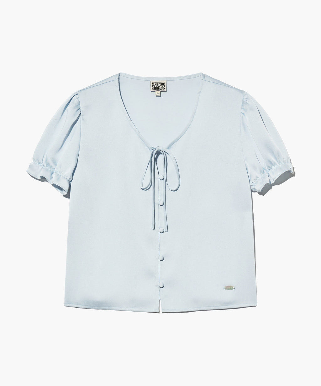 Marithe & Francois Girbaud - Half Sleeve Satin Blouse (Light Blue) product image 7 | TRAB K-Fashion Australia