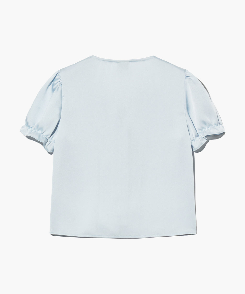 Marithe & Francois Girbaud - Half Sleeve Satin Blouse (Light Blue) product image 8 | TRAB K-Fashion Australia