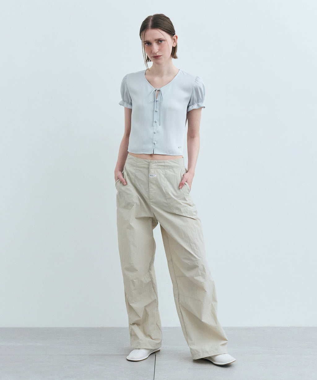 Marithe & Francois Girbaud - Half Sleeve Satin Blouse (Light Blue) product image 4 | TRAB K-Fashion Australia