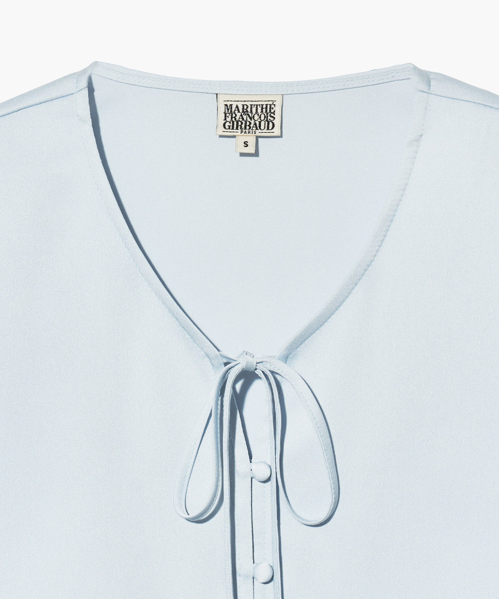 Marithe & Francois Girbaud - Half Sleeve Satin Blouse (Light Blue) product image 9 | TRAB K-Fashion Australia