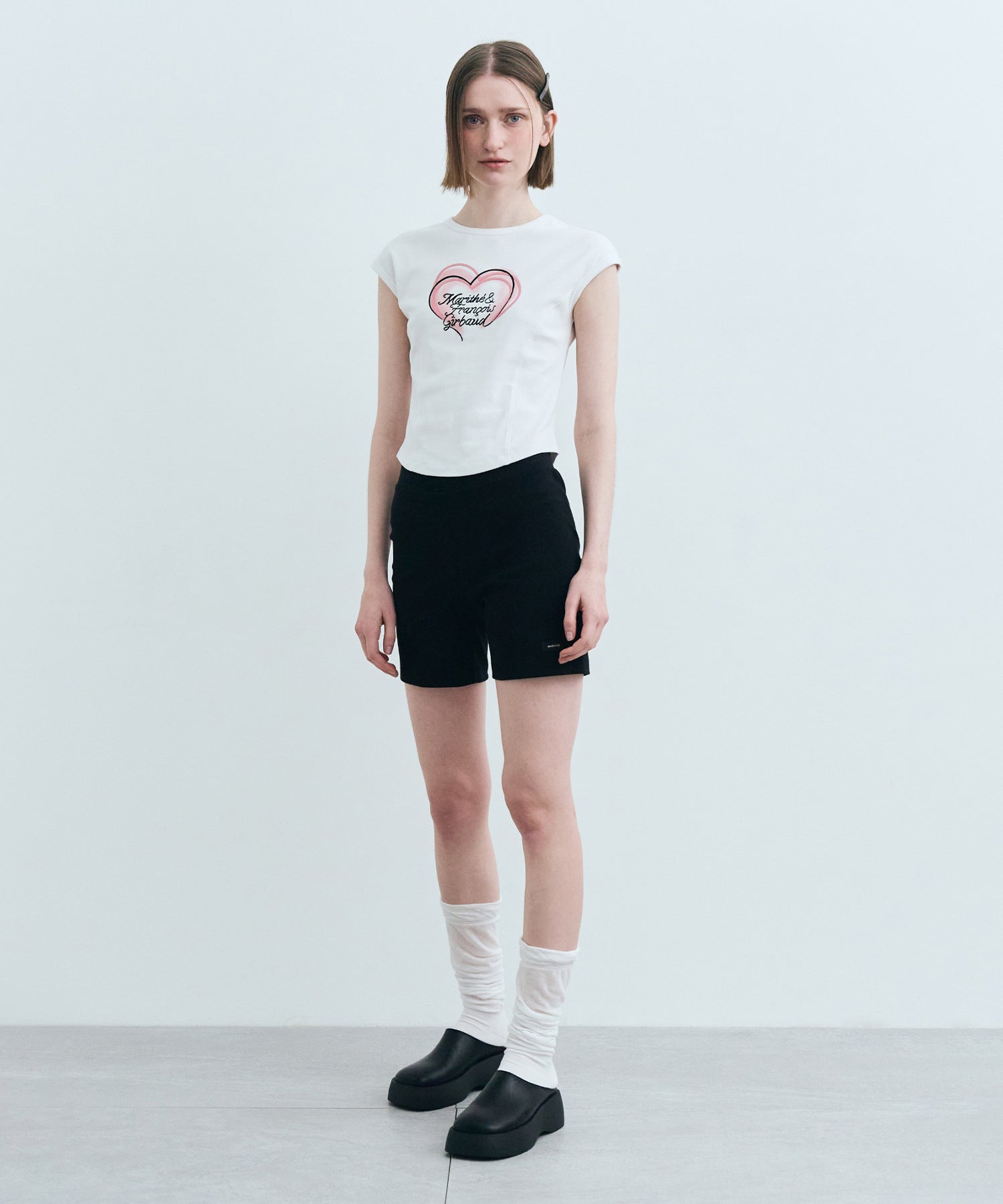 Marithe & Francois Girbaud - Heart Lettering Logo Cap Sleeve Tee (White) product image 4 | TRAB K-Fashion Australia