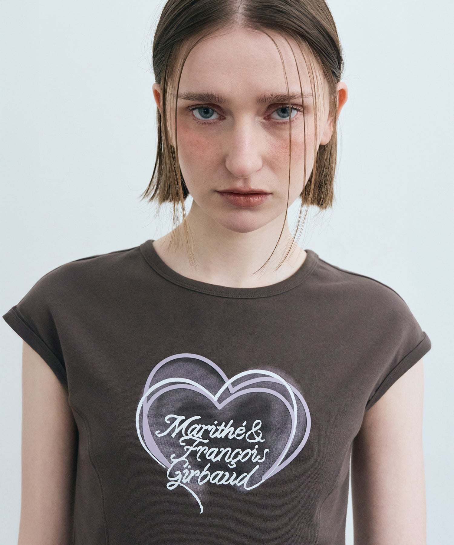 Marithe & Francois Girbaud - Heart Lettering Logo Cap Sleeve Tee (Charcoal) product image 2 | TRAB K-Fashion Australia