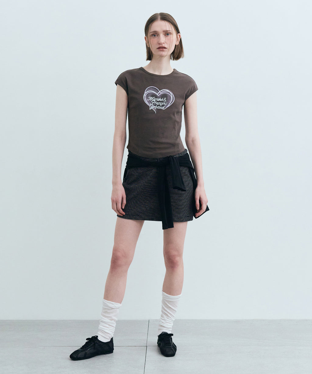 Marithe & Francois Girbaud - Heart Lettering Logo Cap Sleeve Tee (Charcoal) product image 3 | TRAB K-Fashion Australia