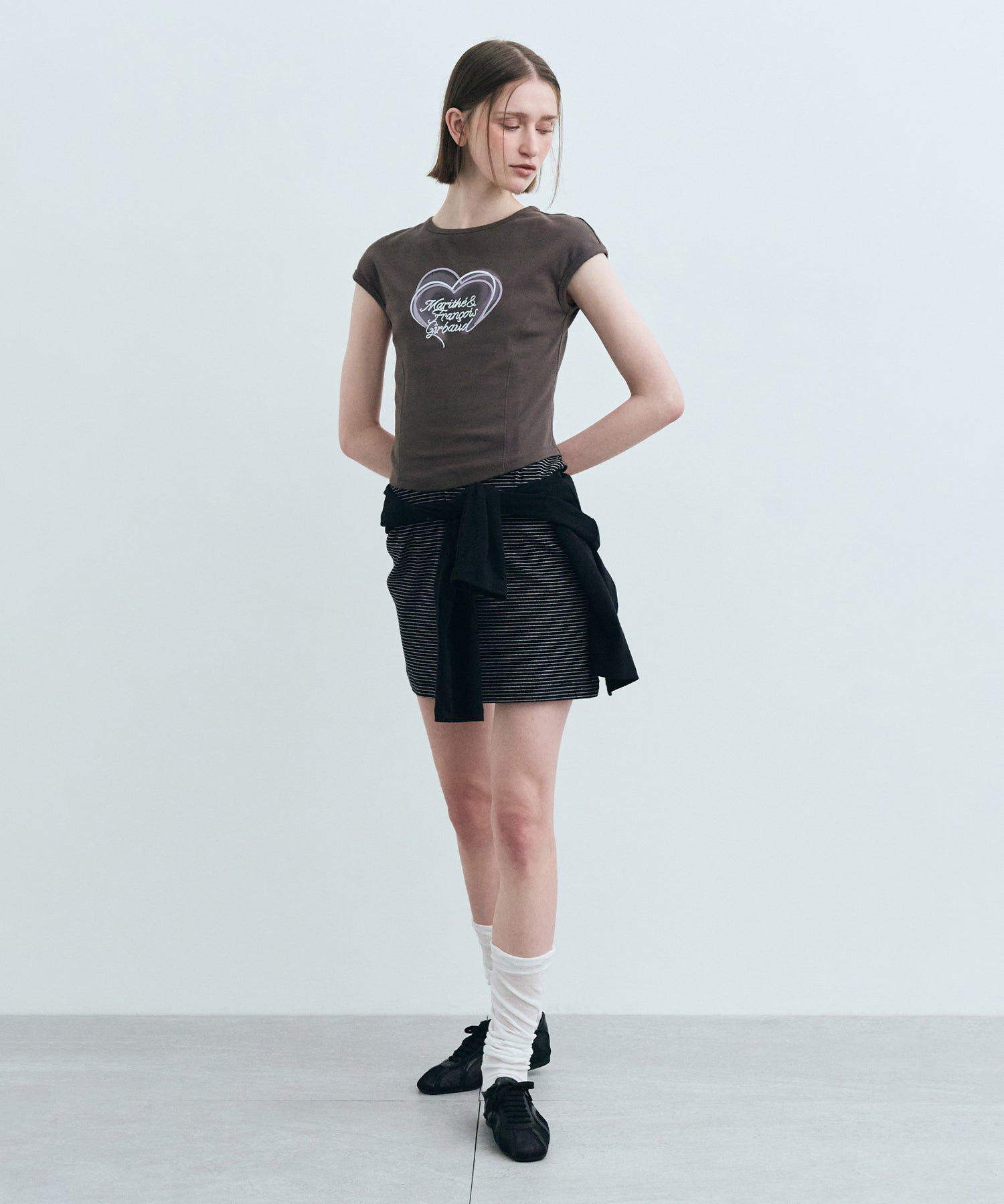 Marithe & Francois Girbaud - Heart Lettering Logo Cap Sleeve Tee (Charcoal) product image 4 | TRAB K-Fashion Australia