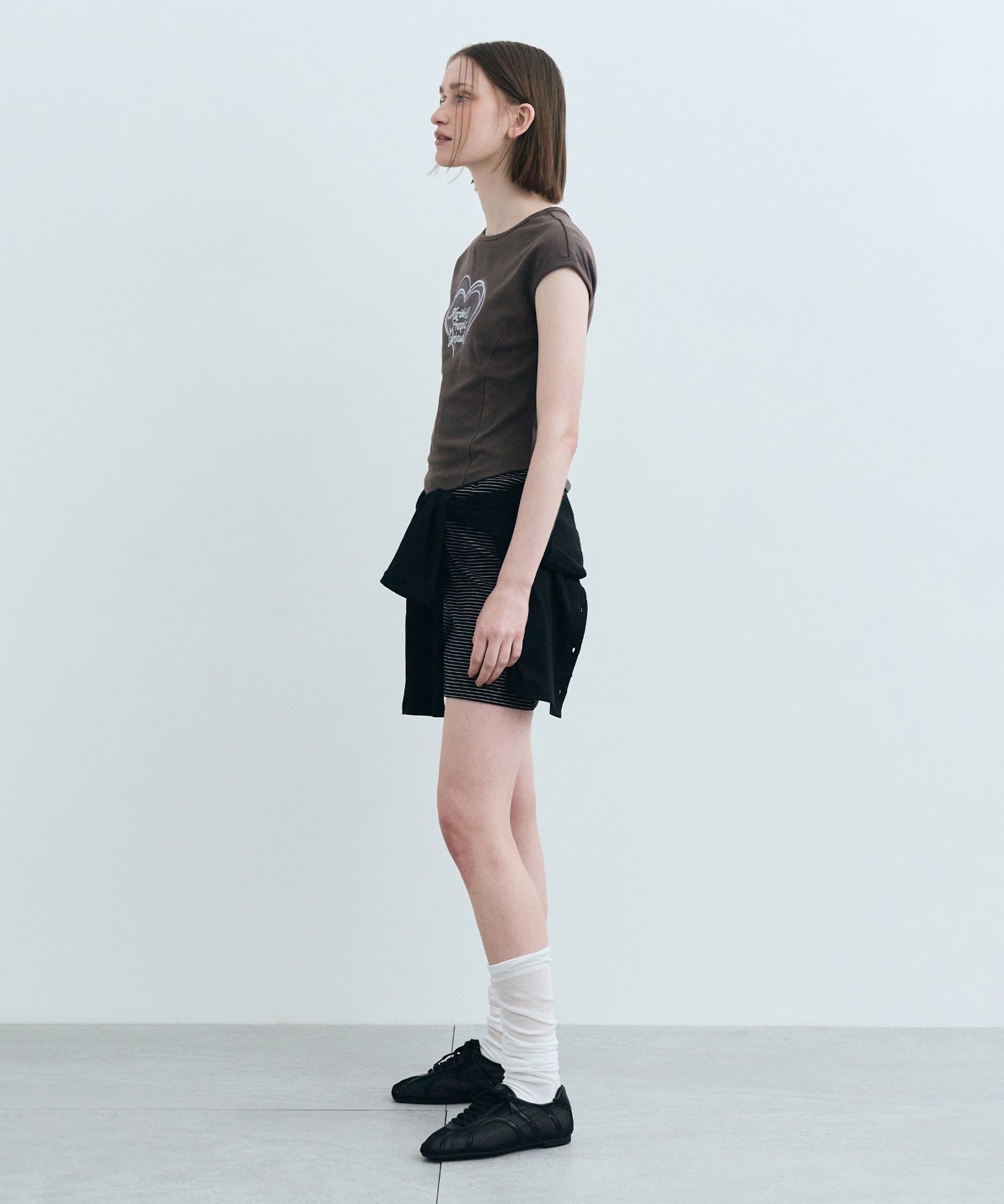 Marithe & Francois Girbaud - Heart Lettering Logo Cap Sleeve Tee (Charcoal) product image 5 | TRAB K-Fashion Australia