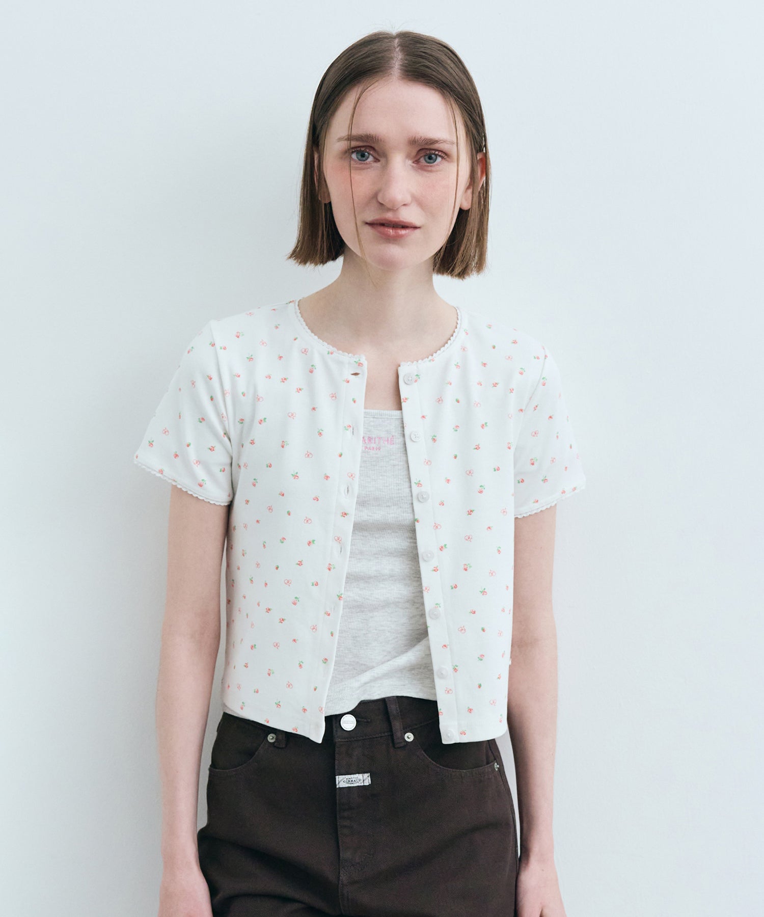 Marithe & Francois Girbaud - Flower Cardigan Tee (White) product image 1 | TRAB K-Fashion Australia