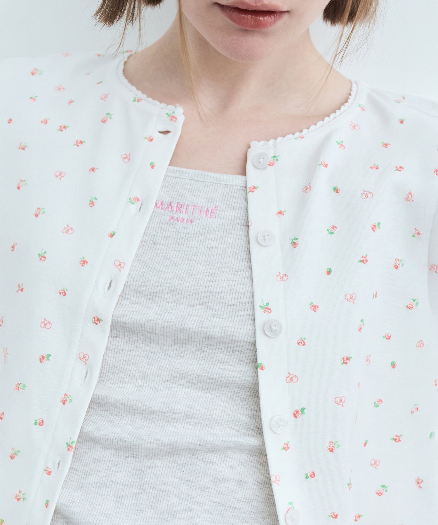 Marithe & Francois Girbaud - Flower Cardigan Tee (White) product image 2 | TRAB K-Fashion Australia