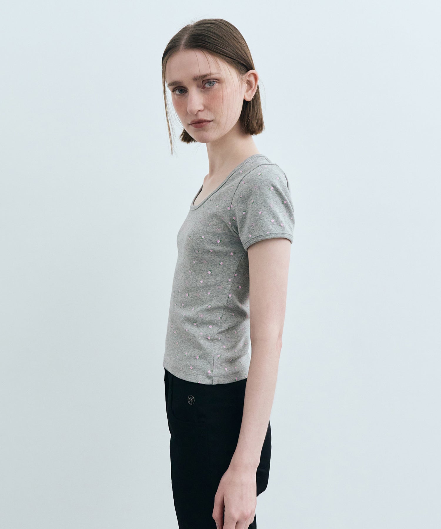 Marithe & Francois Girbaud - Flower Short Sleeve Tee (Melange Gray) product image 5 | TRAB K-Fashion Australia