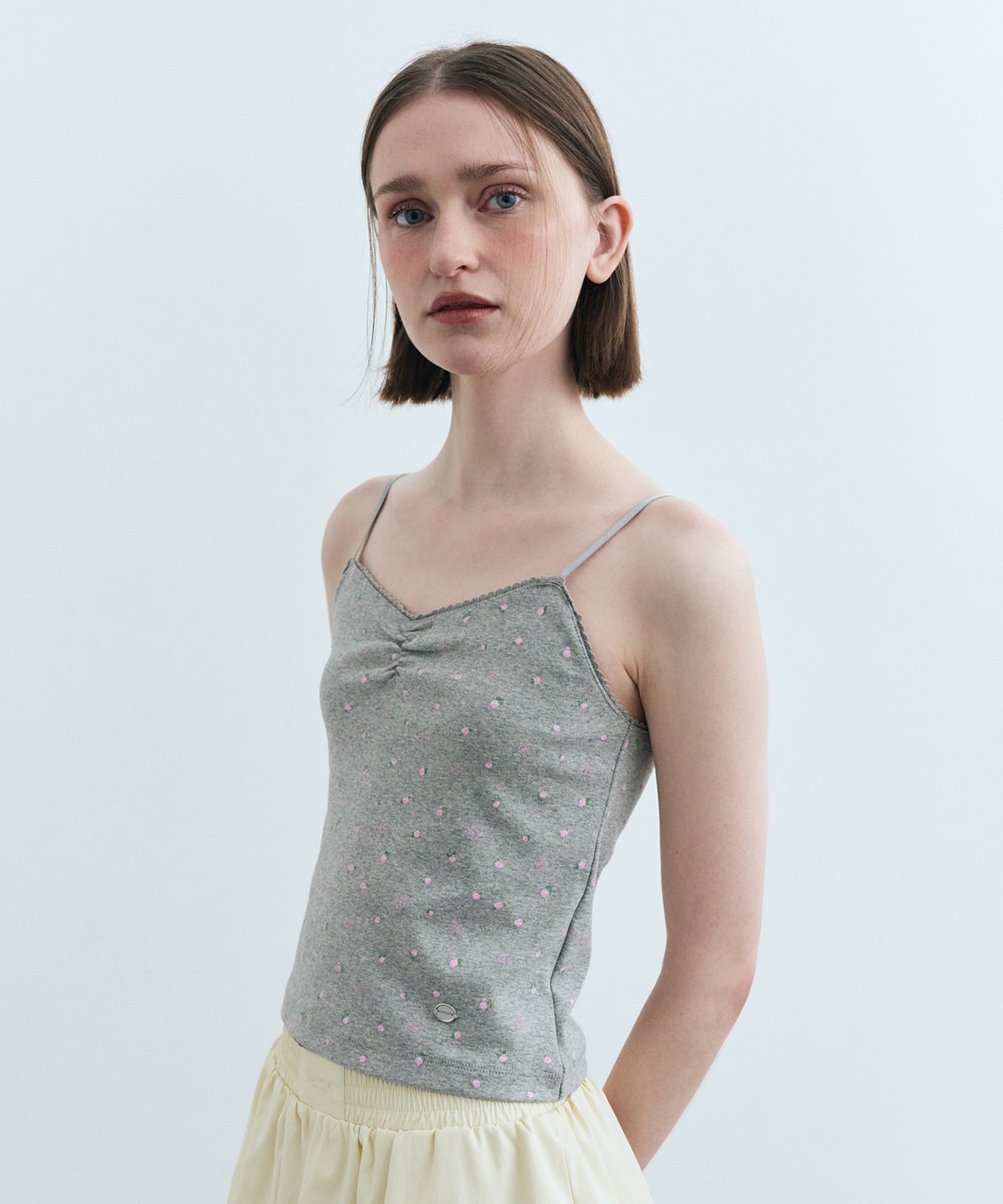 Marithe & Francois Girbaud - Flower Crop Sleeveless Tee (Melange Gray) product image 1 | TRAB K-Fashion Australia