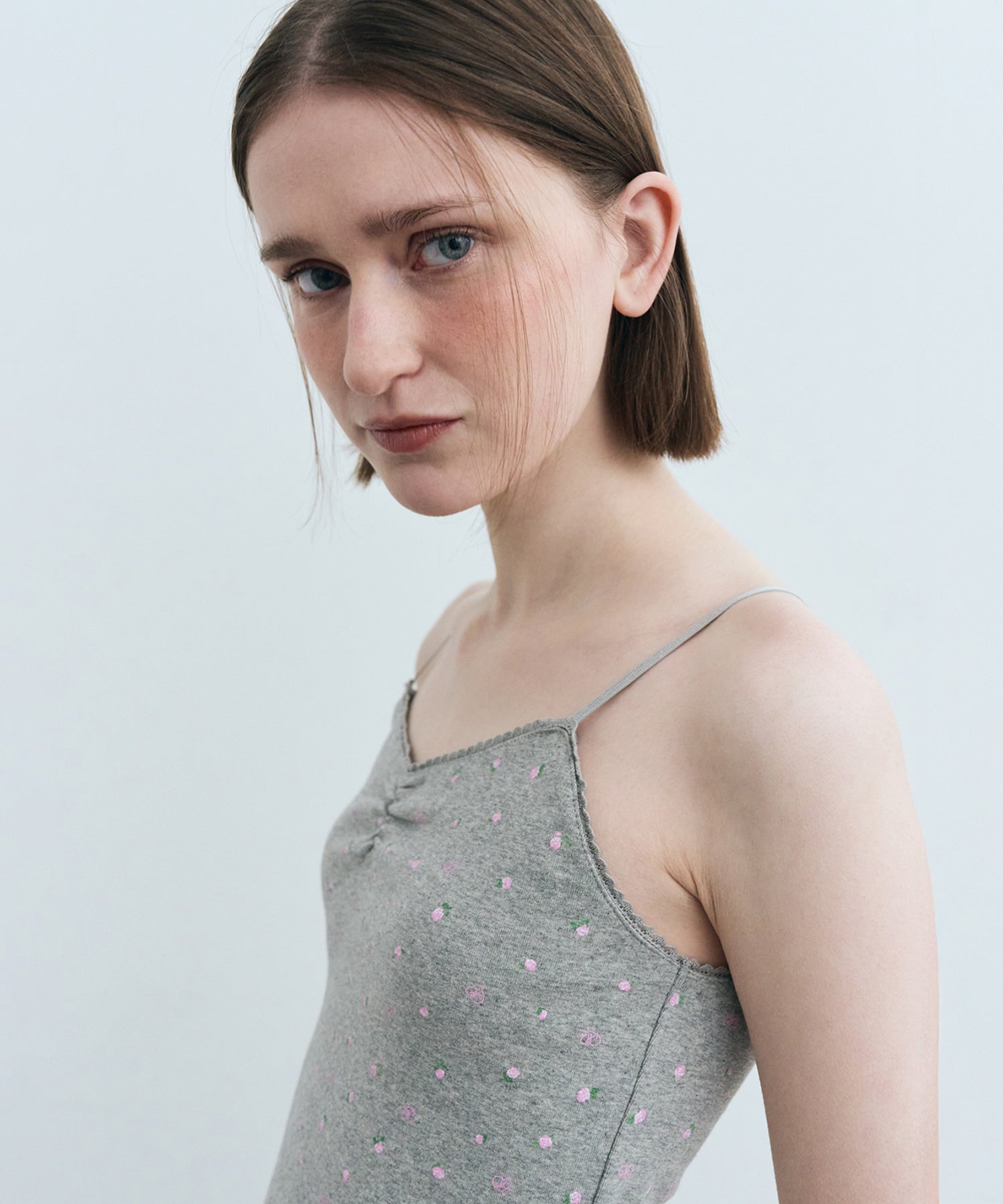 Marithe & Francois Girbaud - Flower Crop Sleeveless Tee (Melange Gray) product image 2 | TRAB K-Fashion Australia