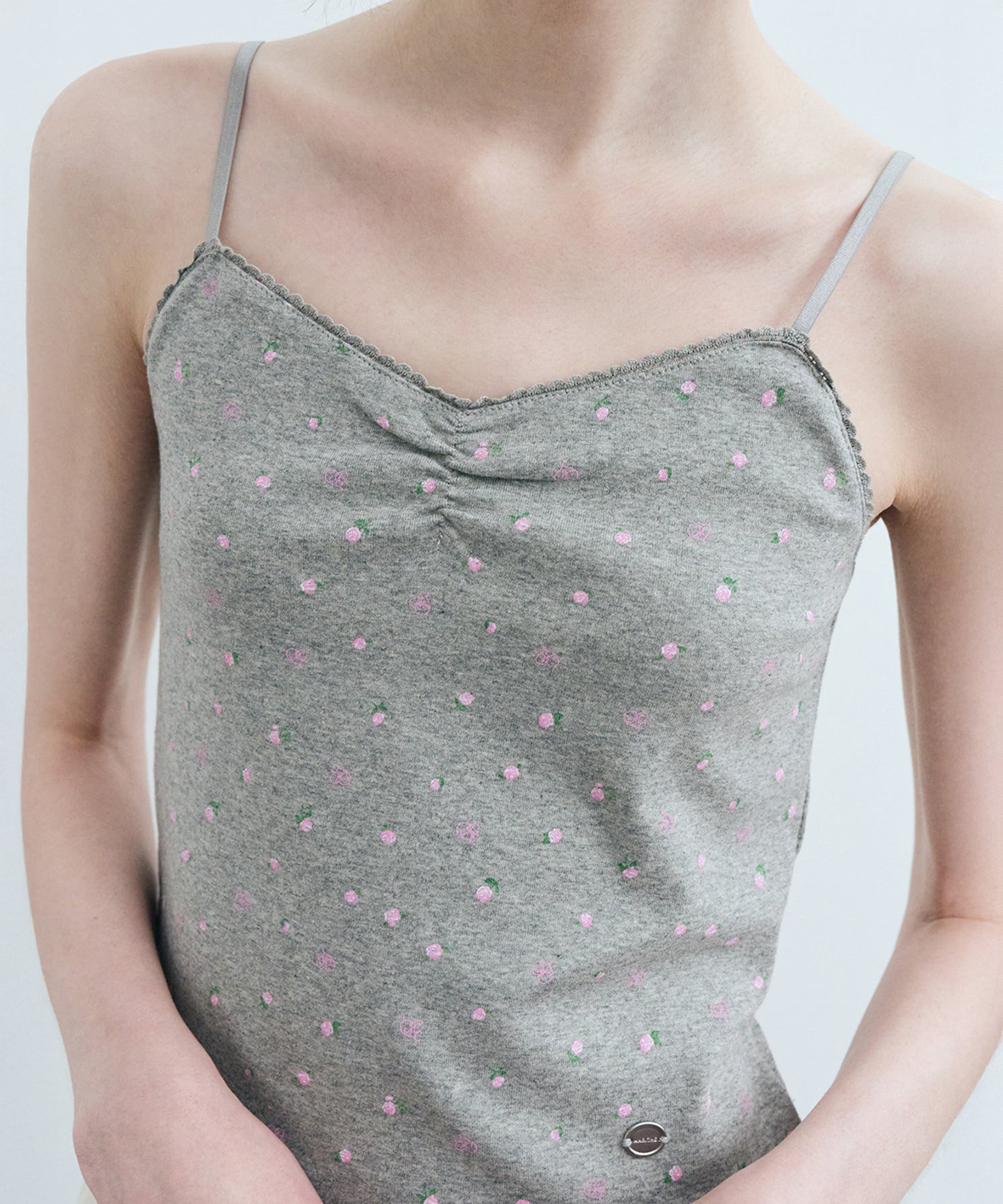 Marithe & Francois Girbaud - Flower Crop Sleeveless Tee (Melange Gray) product image 3 | TRAB K-Fashion Australia