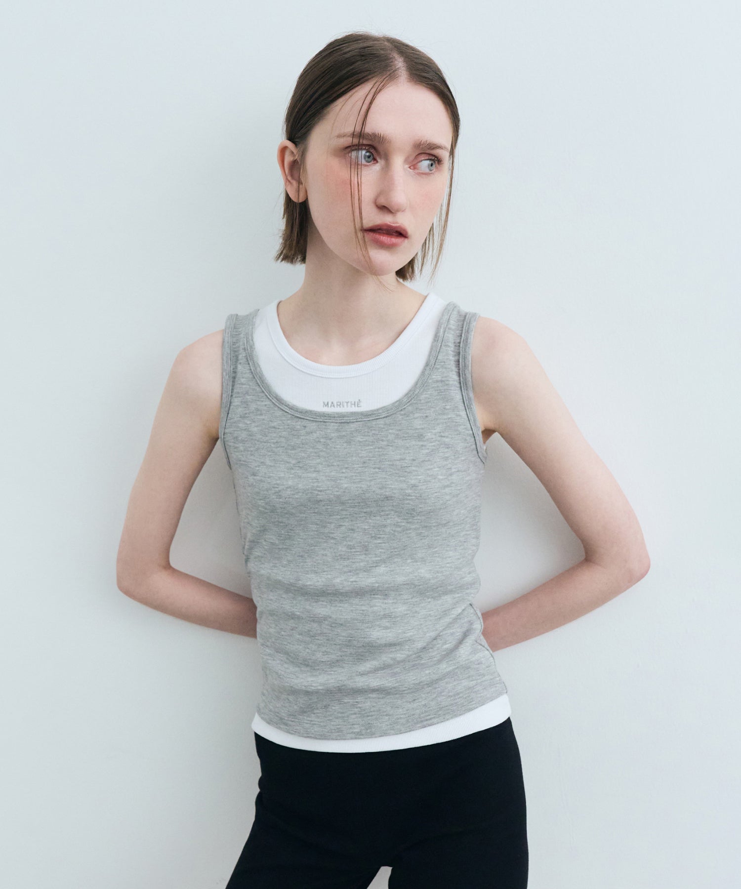 Marithe & Francois Girbaud - Layered Sleeveless (Melange Gray) product image 1 | TRAB K-Fashion Australia