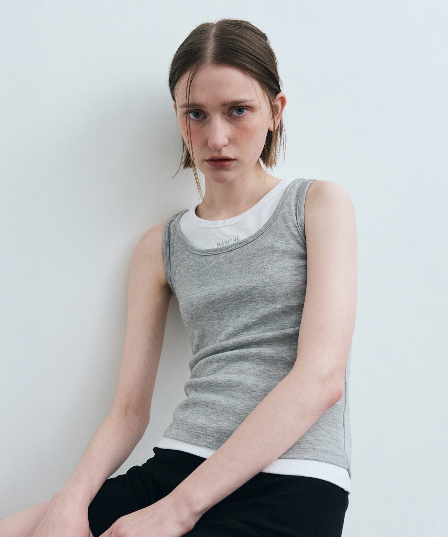 Marithe & Francois Girbaud - Layered Sleeveless (Melange Gray) product image 2 | TRAB K-Fashion Australia