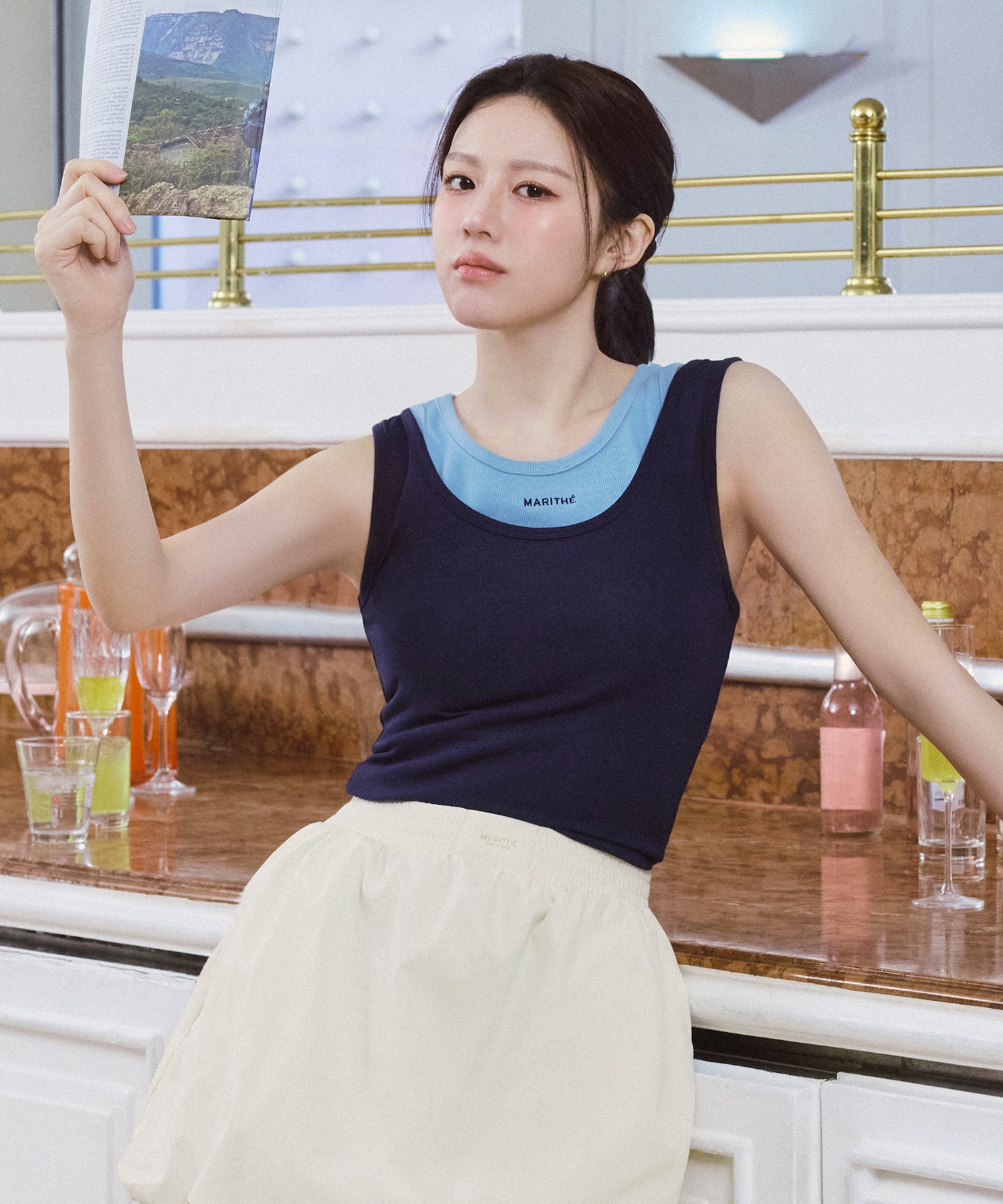 Marithe & Francois Girbaud - Layered Sleeveless (Navy) product image 1 | TRAB K-Fashion Australia