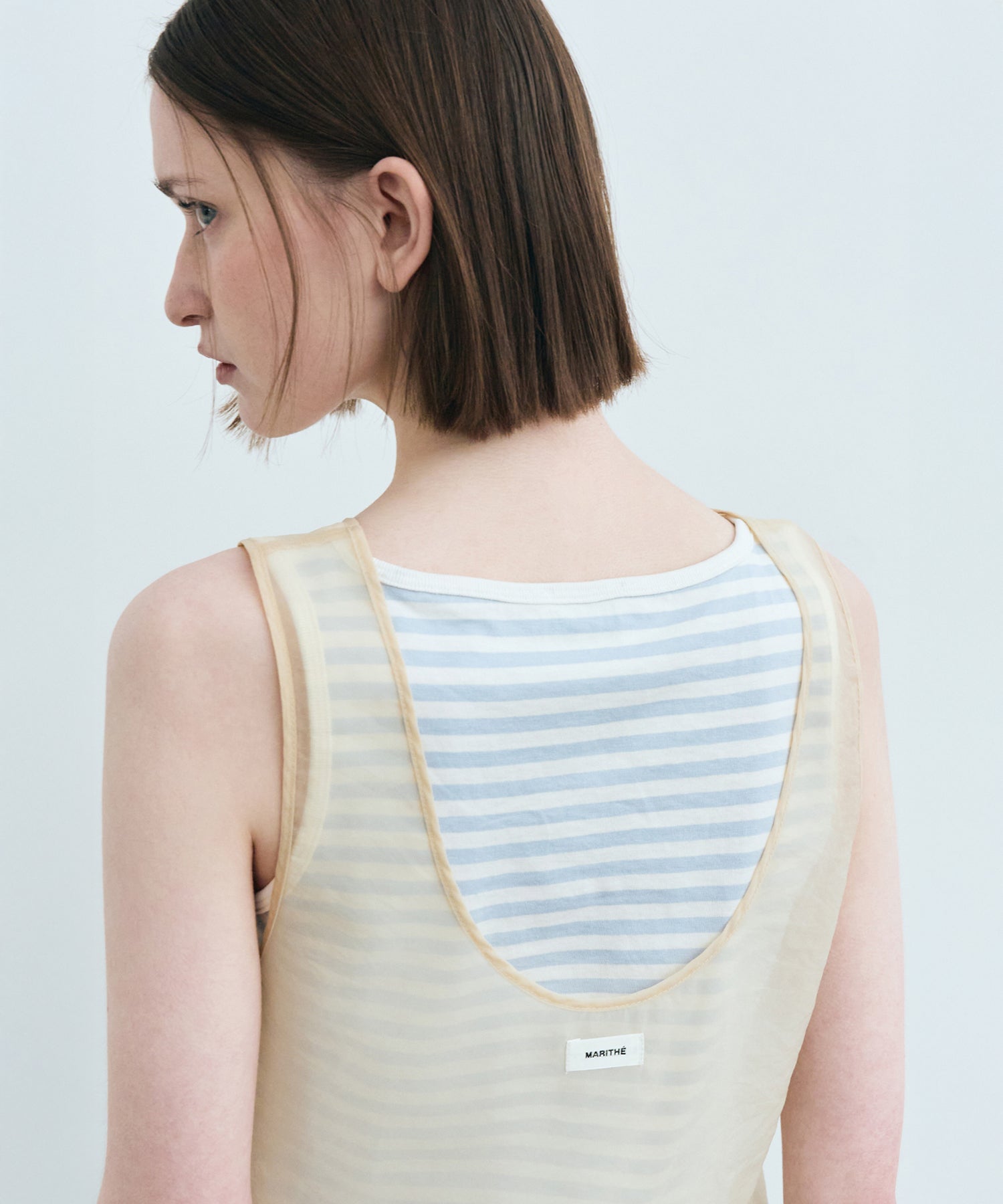 Marithe & Francois Girbaud - Sheer Sleeveless Top (Light Beige) product image 3 | TRAB K-Fashion Australia