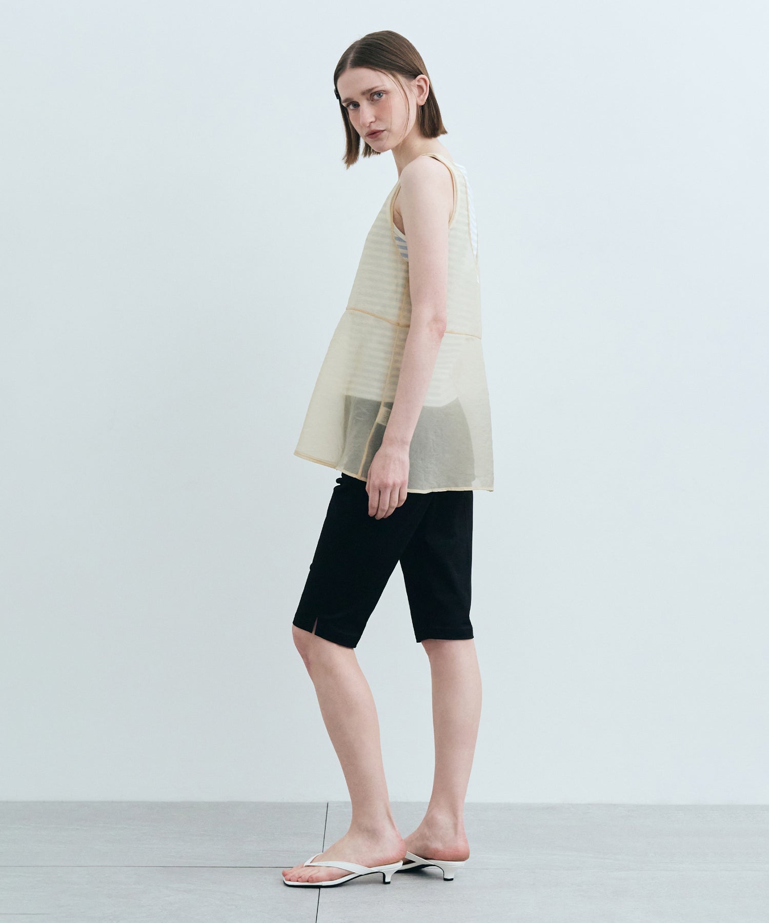 Marithe & Francois Girbaud - Sheer Sleeveless Top (Light Beige) product image 5 | TRAB K-Fashion Australia