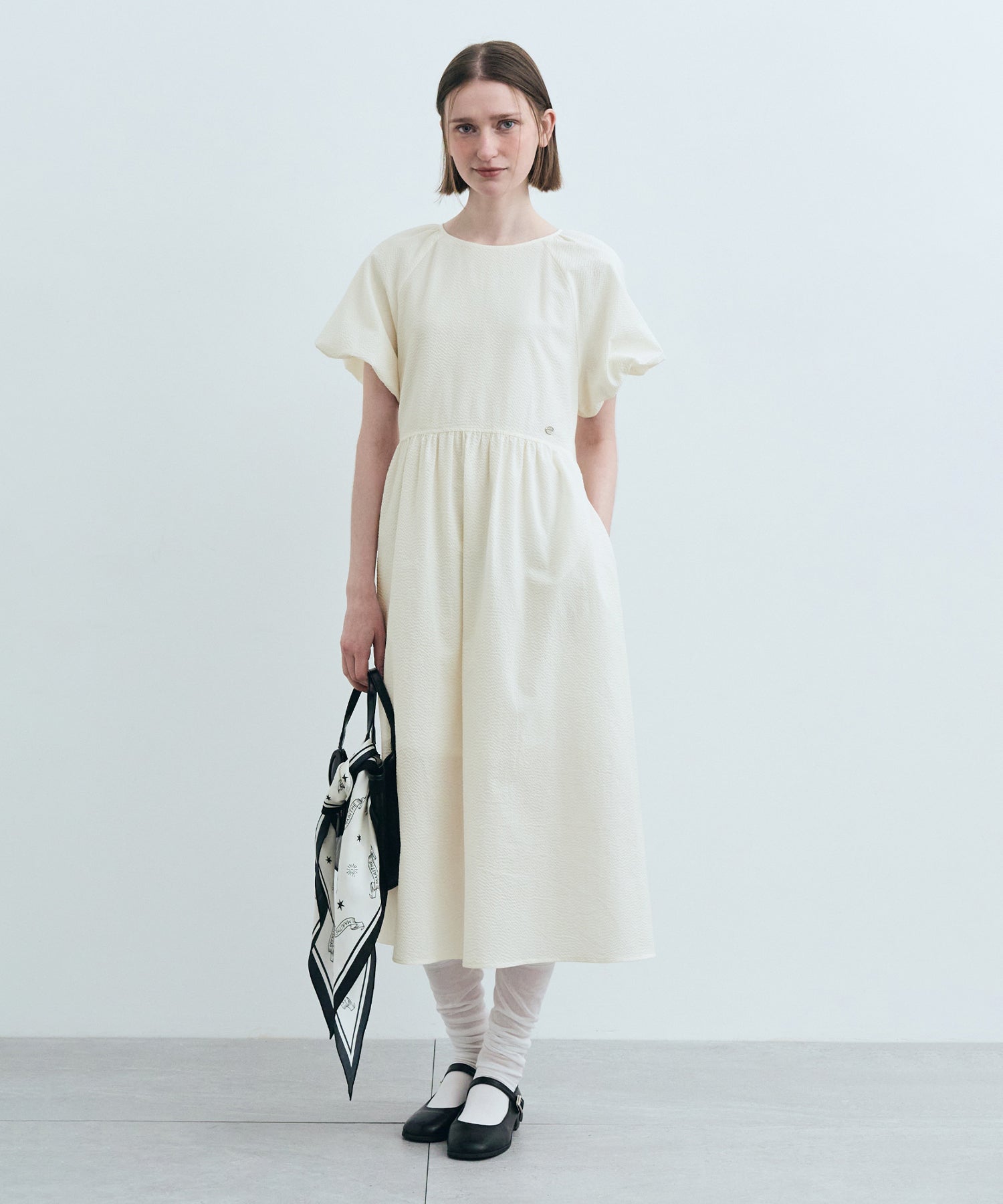 Marithe & Francois Girbaud - Puff Sleeve Dress (Cream) product image 1 | TRAB K-Fashion Australia
